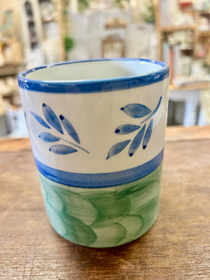 Blue & Green Villeroy & Boch Blue Leaves Mug Portugal, 4"