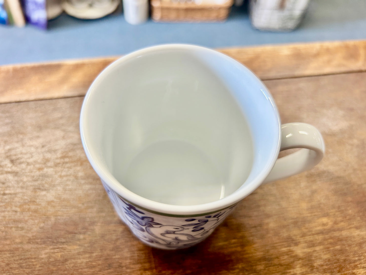 Blue & White Villeroy & Boch Cordoba Bird Mug Germany, 4 1/4"