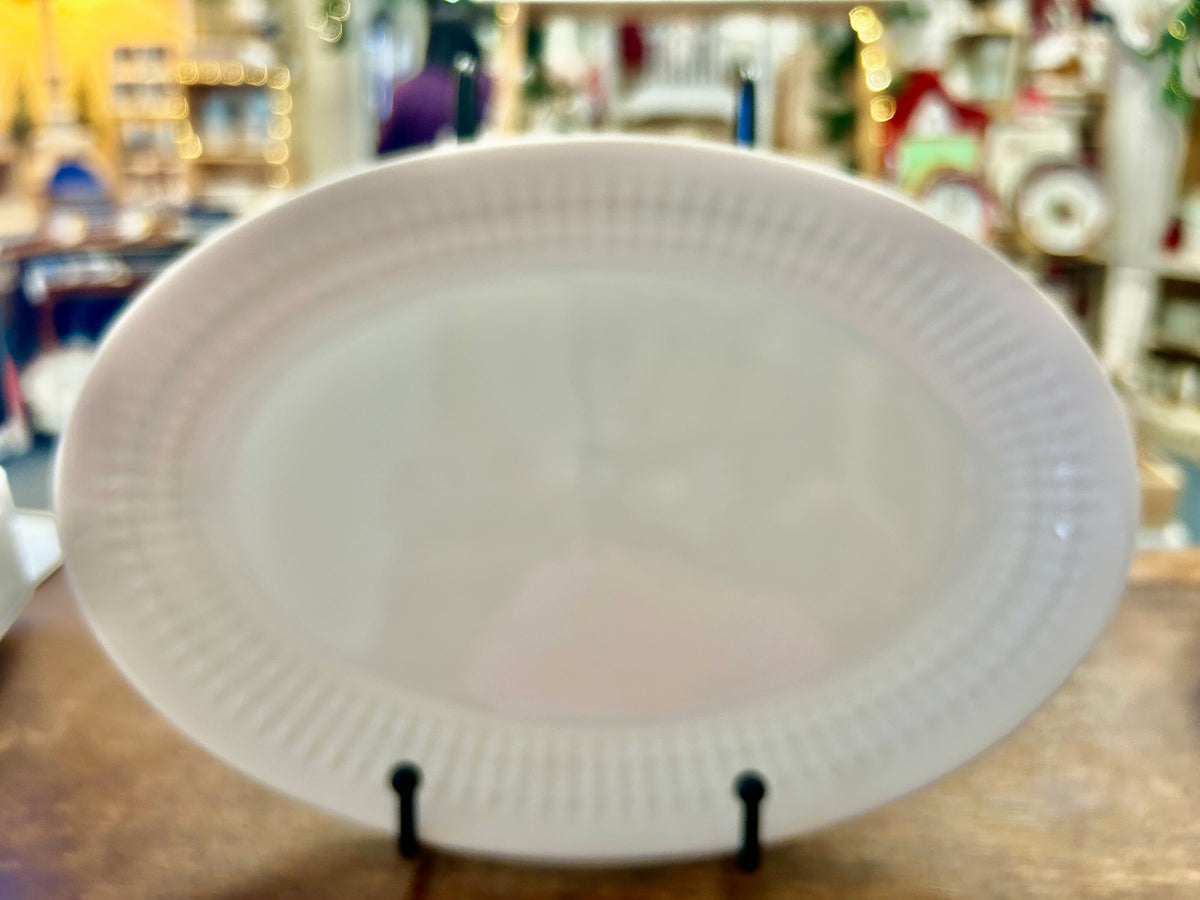 Winterling white oval platter with raised textured rim, 11 1/4 in