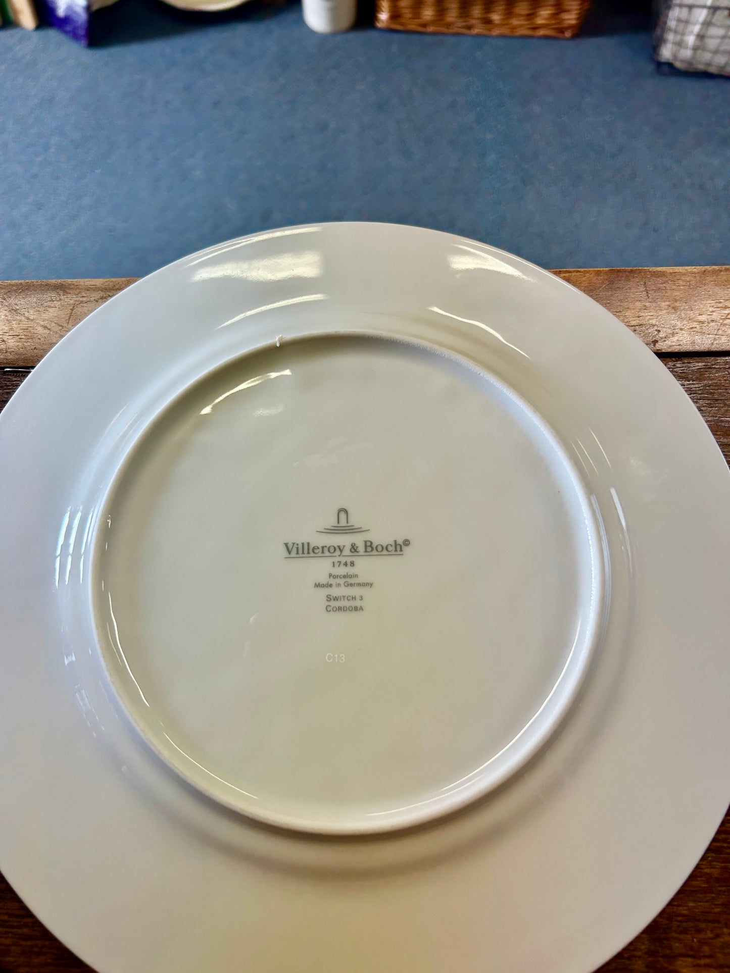Blue & White Villeroy & Boch Cordoba Plate Germany, 10 1/2"