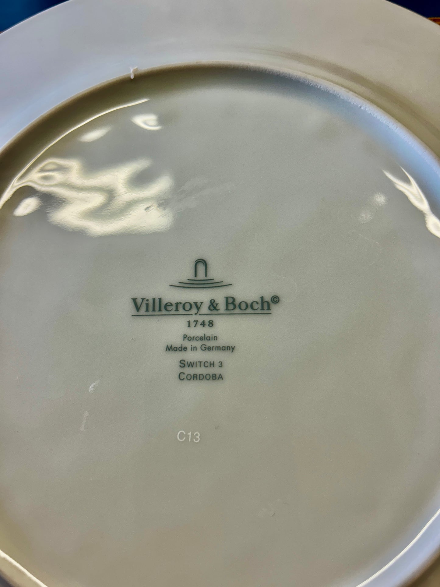 Blue & White Villeroy & Boch Cordoba Plate Germany, 10 1/2"