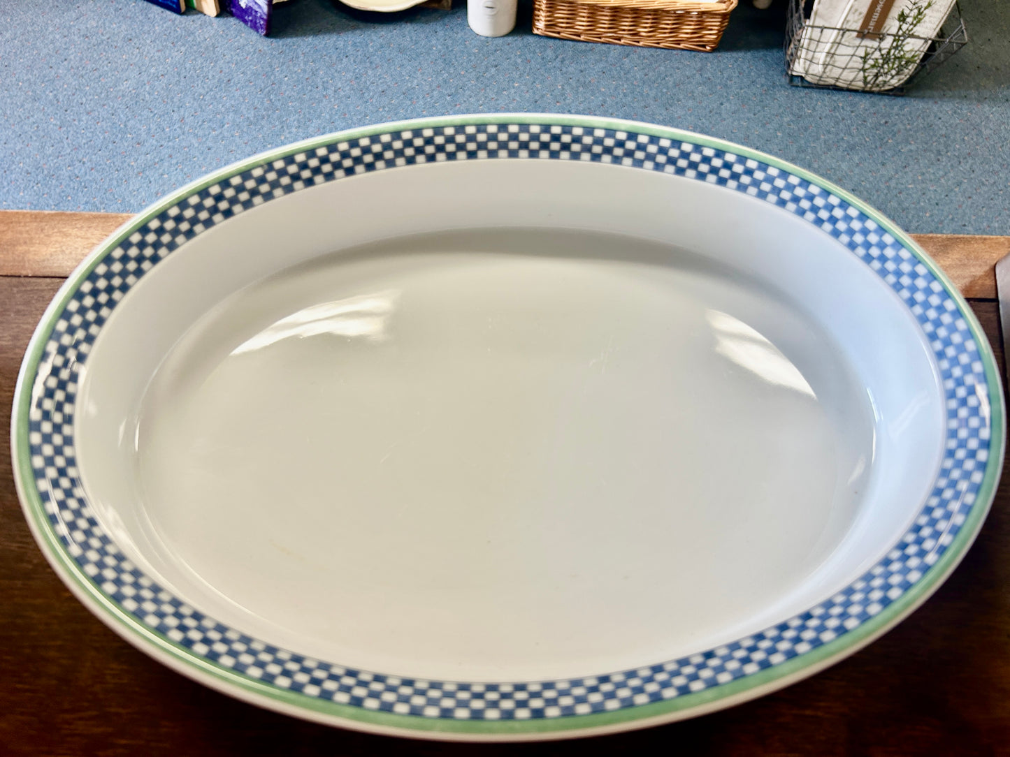 Blue & White Villeroy & Boch Switch 3 Oval Bowl Germany, 14"