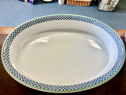 Blue & White Villeroy & Boch Switch 3 Oval Bowl Germany, 14"