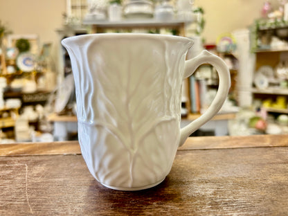 Coalport China White Cabbage Mug England, 3 3/4"
