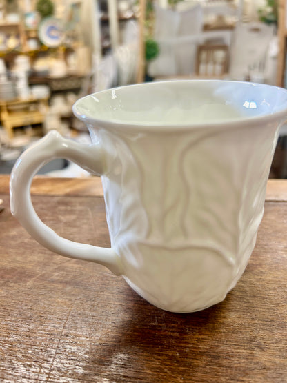 Coalport China White Cabbage Mug England, 3 3/4"