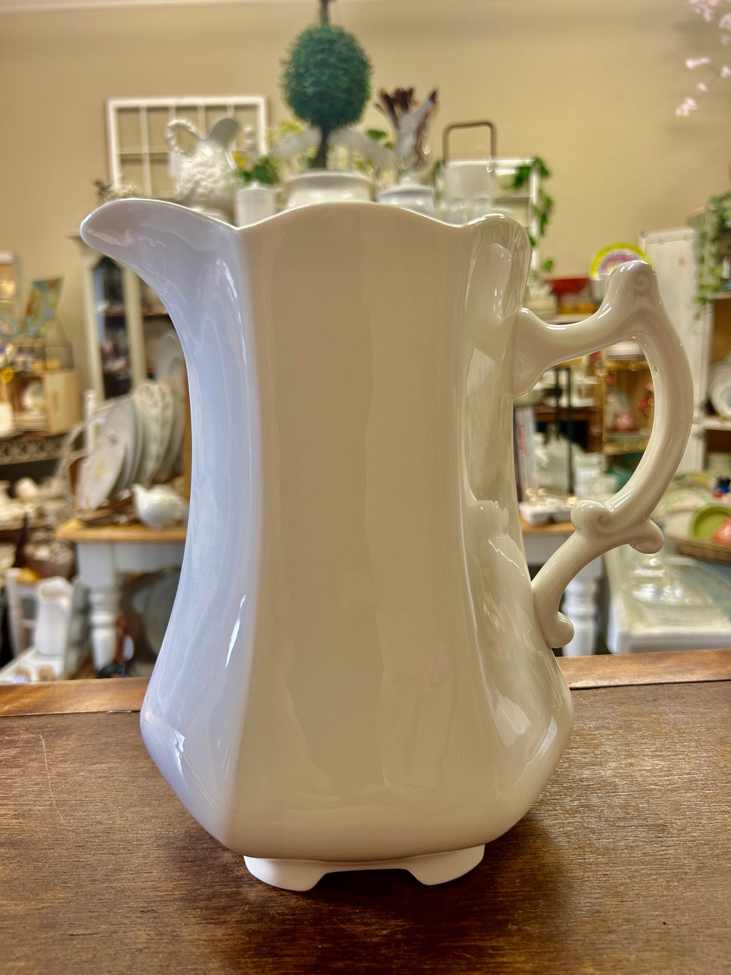 Peppertree Tabletops White Footed Pitcher, 8 3/4"