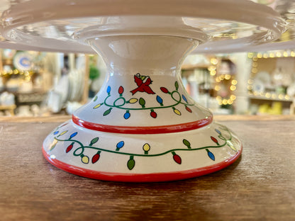 Red Green White Temptations Christmas Cake Stand, 13"