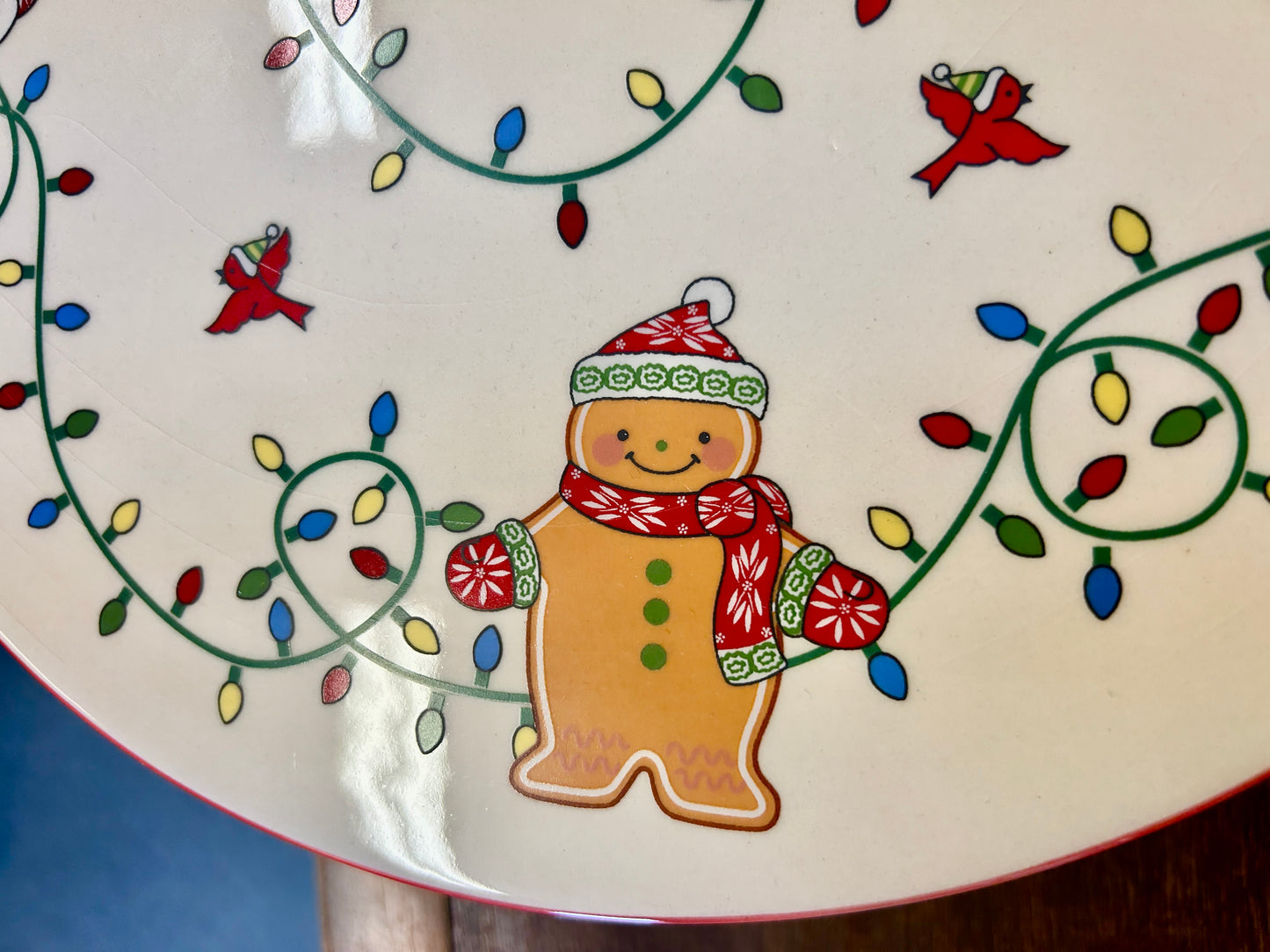 Red Green White Temptations Christmas Cake Stand, 13"