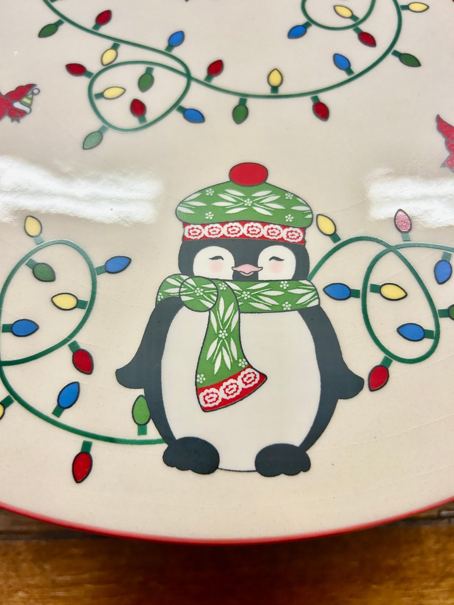 Red Green White Temptations Christmas Cake Stand, 13"