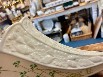 Cream Belleek Shamrock Cornucopia Ireland, 12"