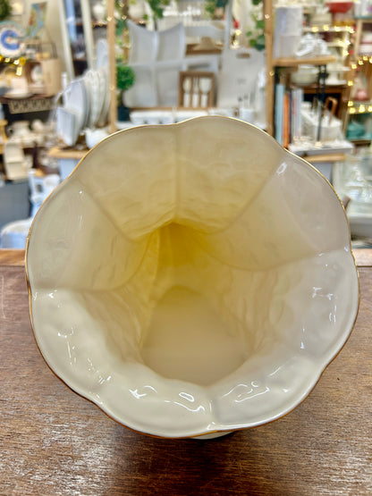 Cream Belleek Shamrock Cornucopia Ireland, 12"