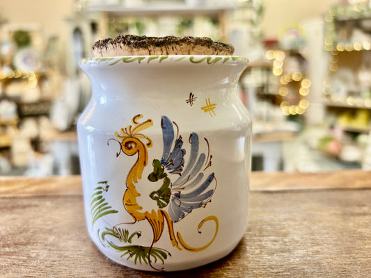 Multicolor Moustiers Vintage Canister Lid France, 3 1/2"