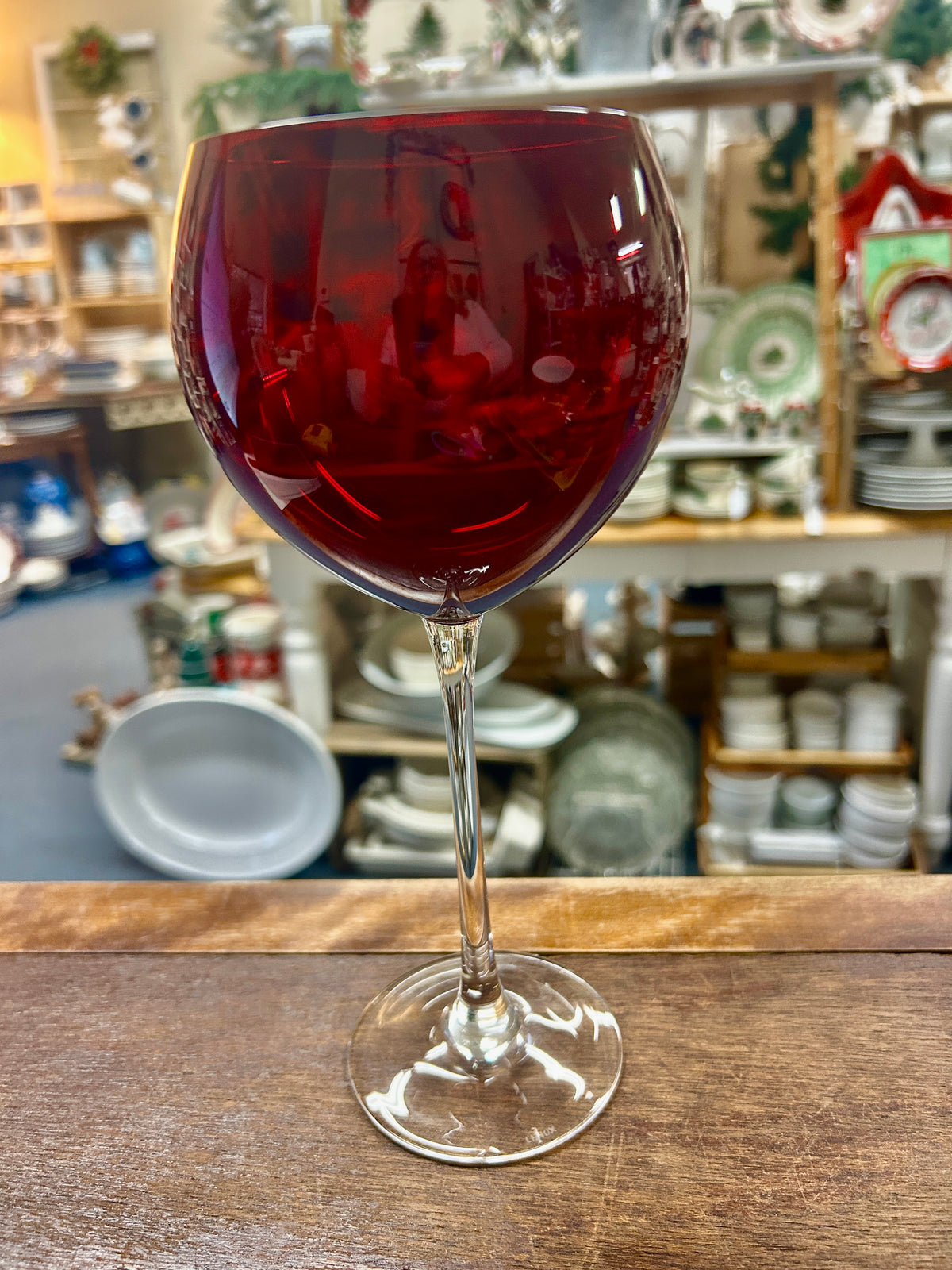Lenox Holiday Gems red wine glass, faceted bowl