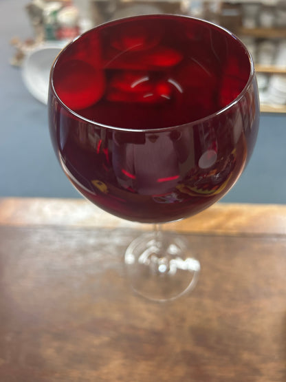 Lenox Holiday Gems red wine glass, rounded bowl with clear base
