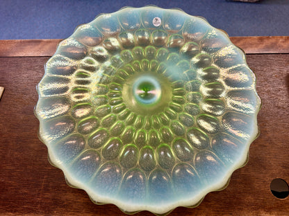 Green Fenton Colonial Thumbprint Cake Stand, 12"