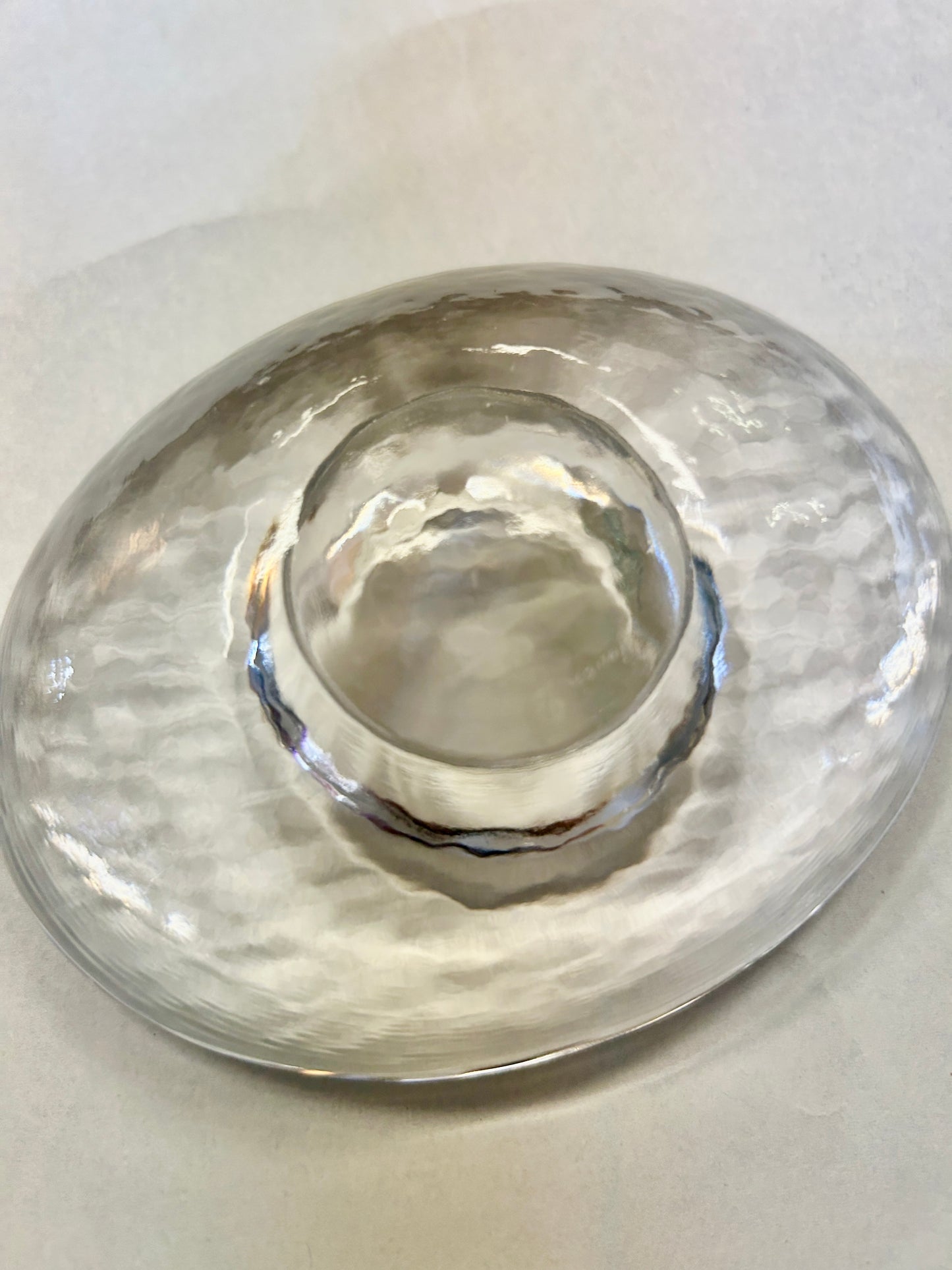 Clear Simon Pierce Signed Thetford Glass Candleholder, 4 1/2"