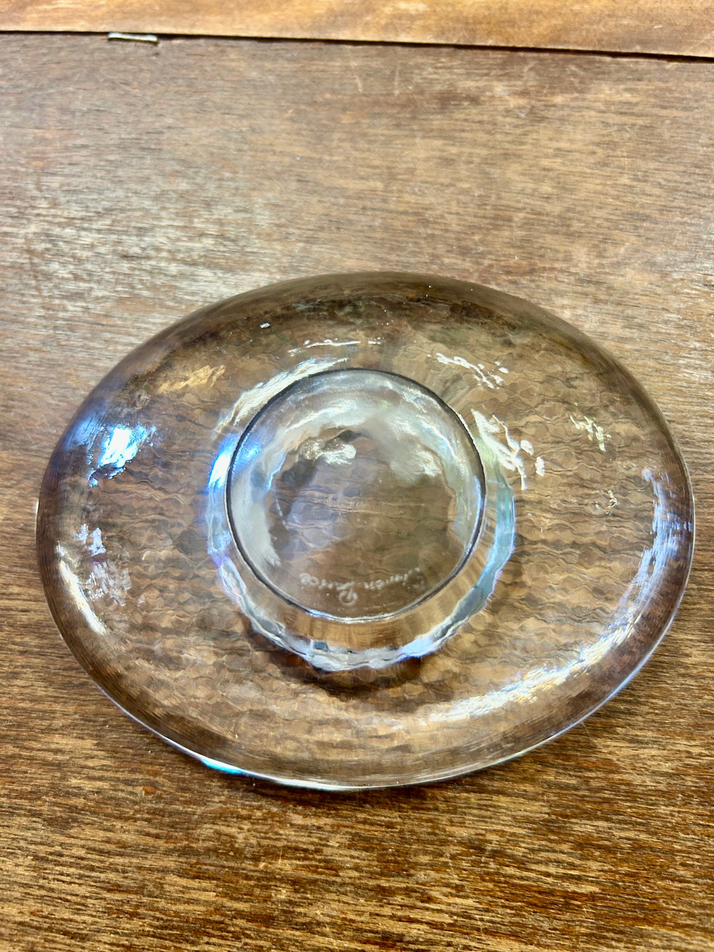 Clear Simon Pierce Signed Thetford Glass Candleholder, 4 1/2"