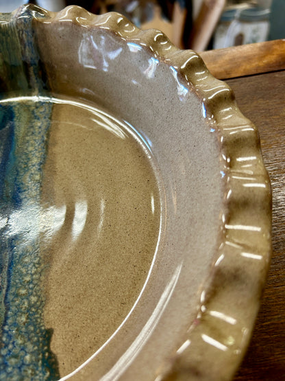 Green & Brown  Glazed Pie Plate, 10 3/4"