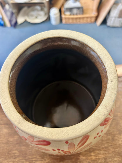 Beaumont Brothers Red Leaf Stoneware Crock, 7 1/2"