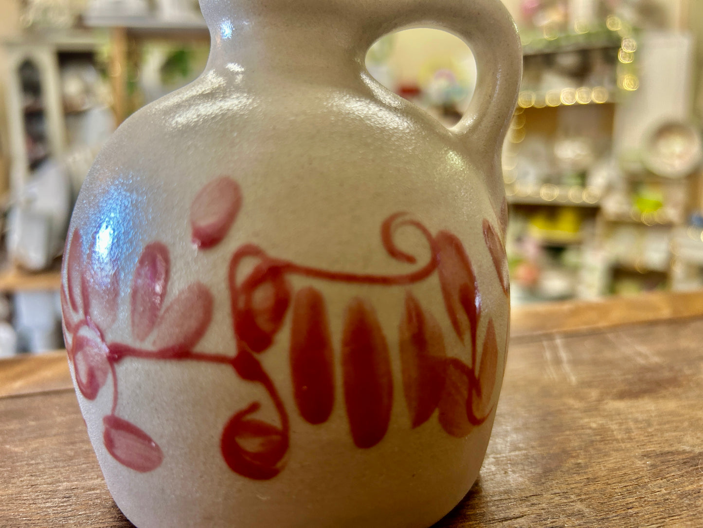 Beaumont Brothers Red Leaf Stoneware Jug, 5 1/2"