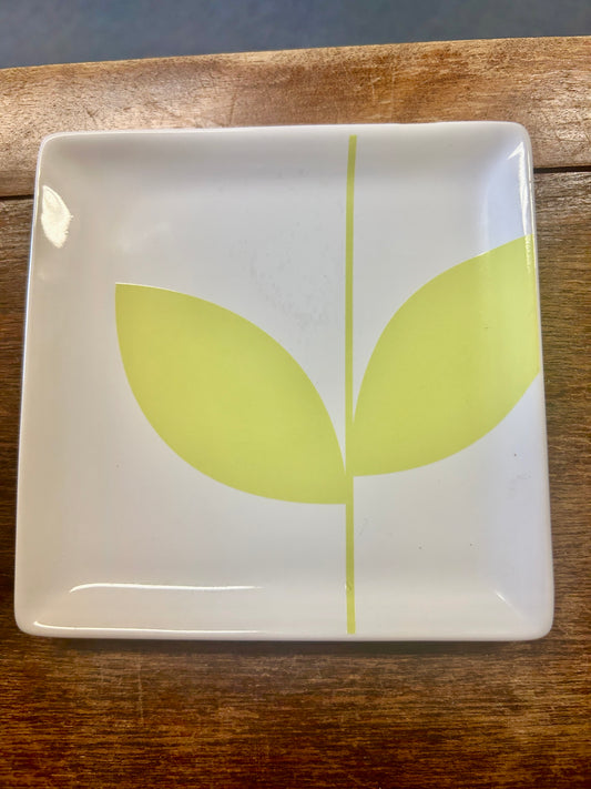 White Food Network Green Leaf Square Plate, 4 3/4"