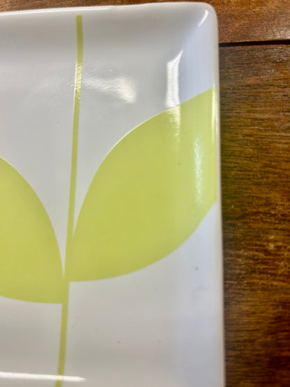 White Food Network Green Leaf Square Plate, 4 3/4"