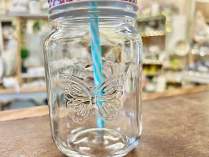 Red Pioneer Woman Mason Jar Drinking Glass, 5 1/2"