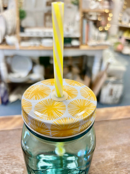 Yellow Pioneer Woman Mason Jar Drinking Glass, 5 1/2"