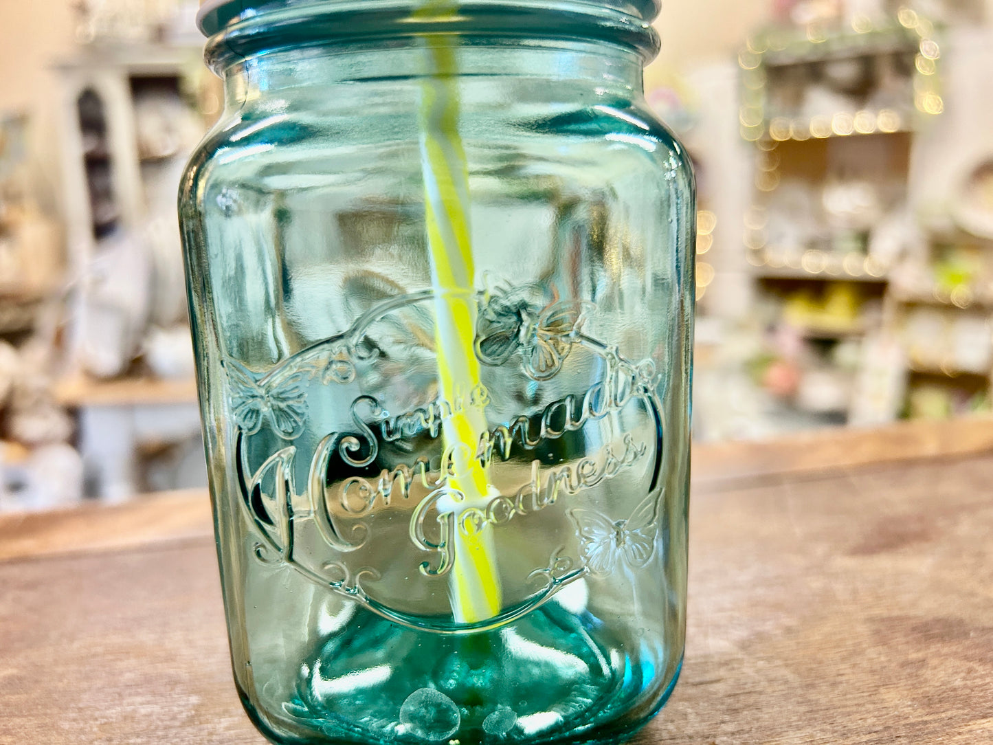 Yellow Pioneer Woman Mason Jar Drinking Glass, 5 1/2"