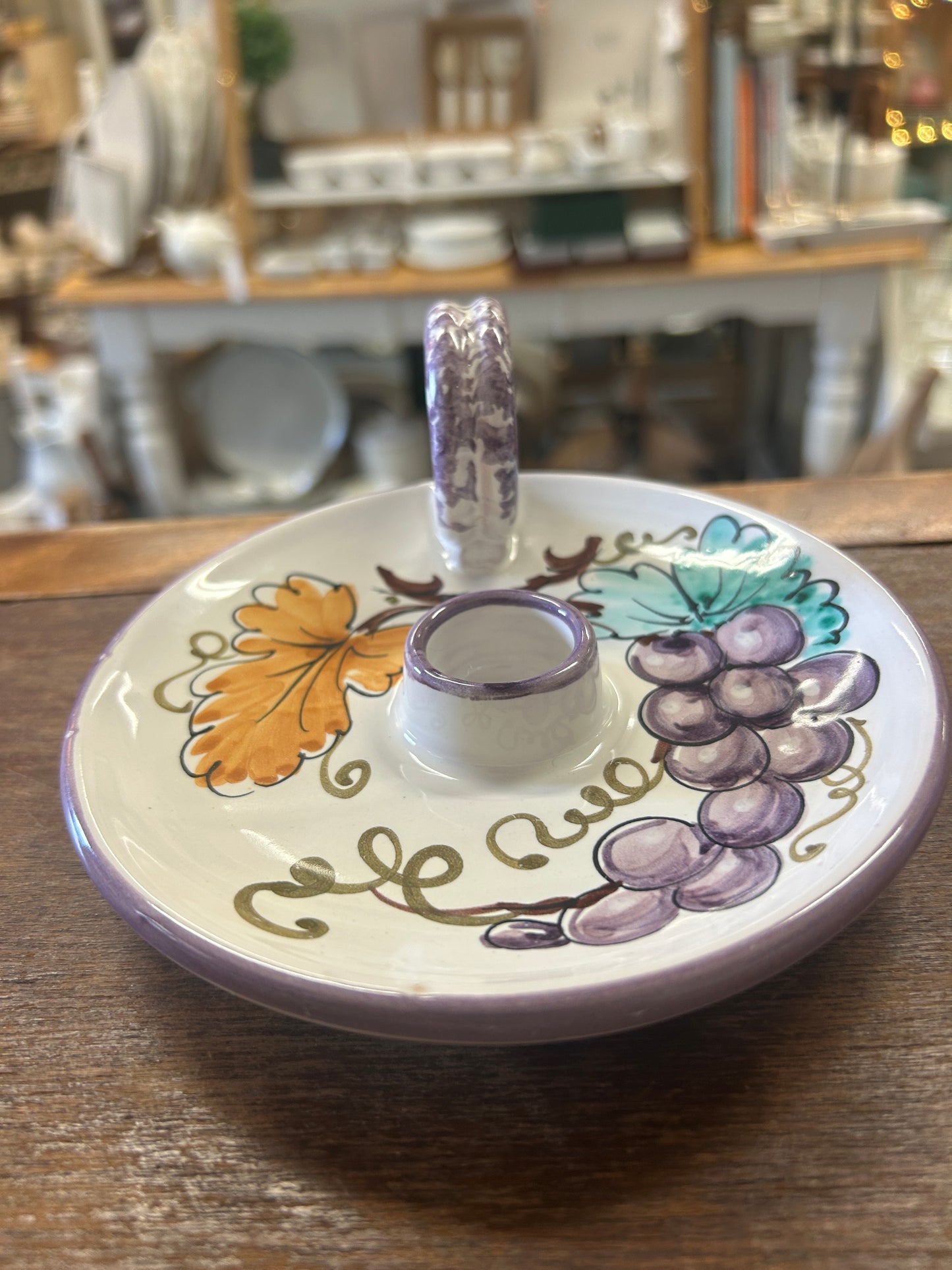 Multicolor  Grapes Candleholder Italy, 6 1/4"