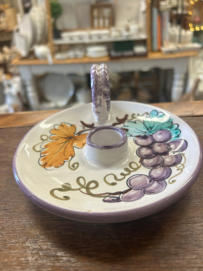 Multicolor  Grapes Candleholder Italy, 6 1/4"