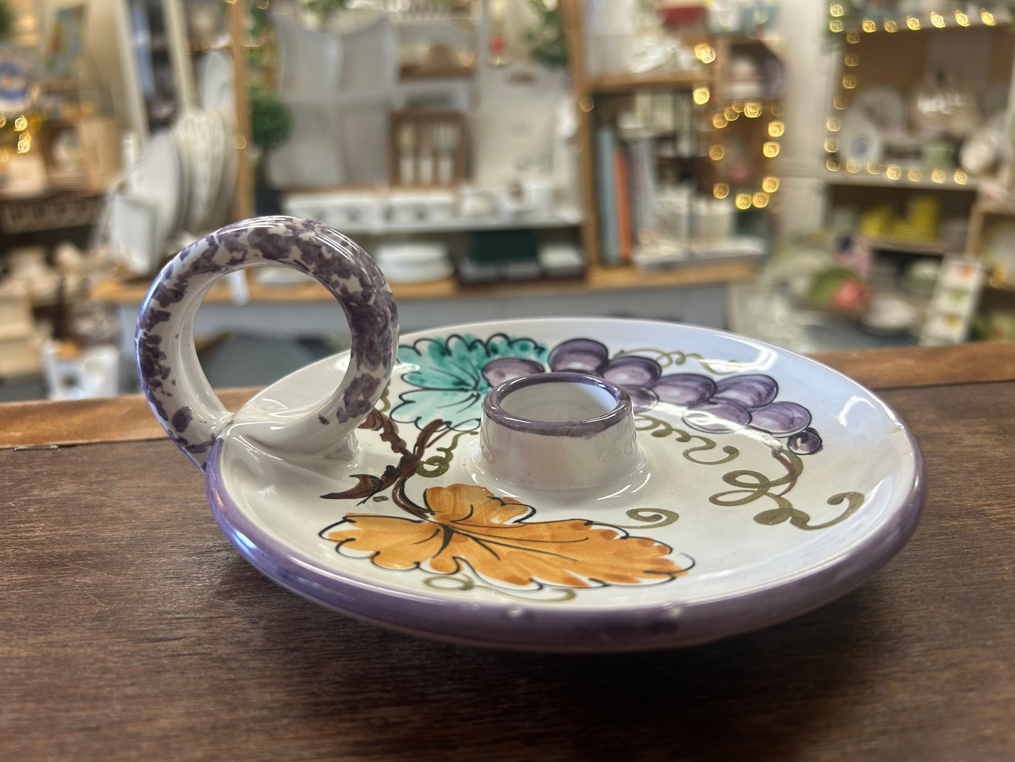 Multicolor  Grapes Candleholder Italy, 6 1/4"