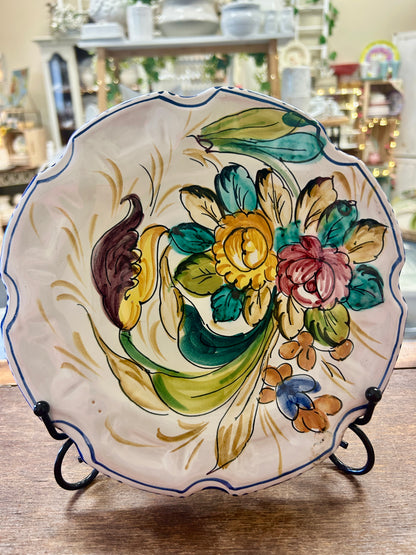Multicolor  Handpainted Plate Italy, 8 1/2"