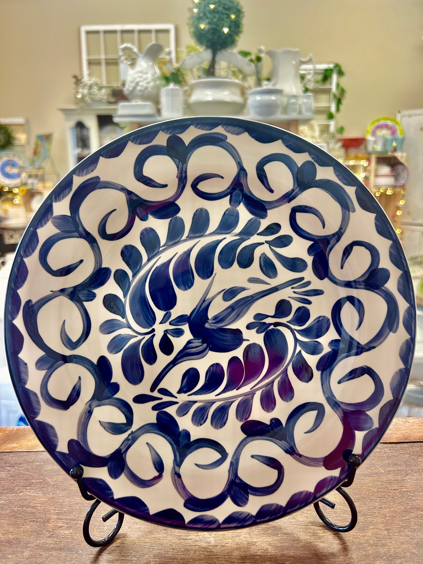 Blue & White Pottery Barn Anfora Plate Mexico, 10 1/2"