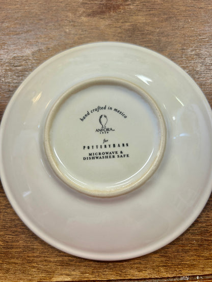 Blue & White Pottery Barn Anfora Cup & Saucer Mexico, 6 1/4"