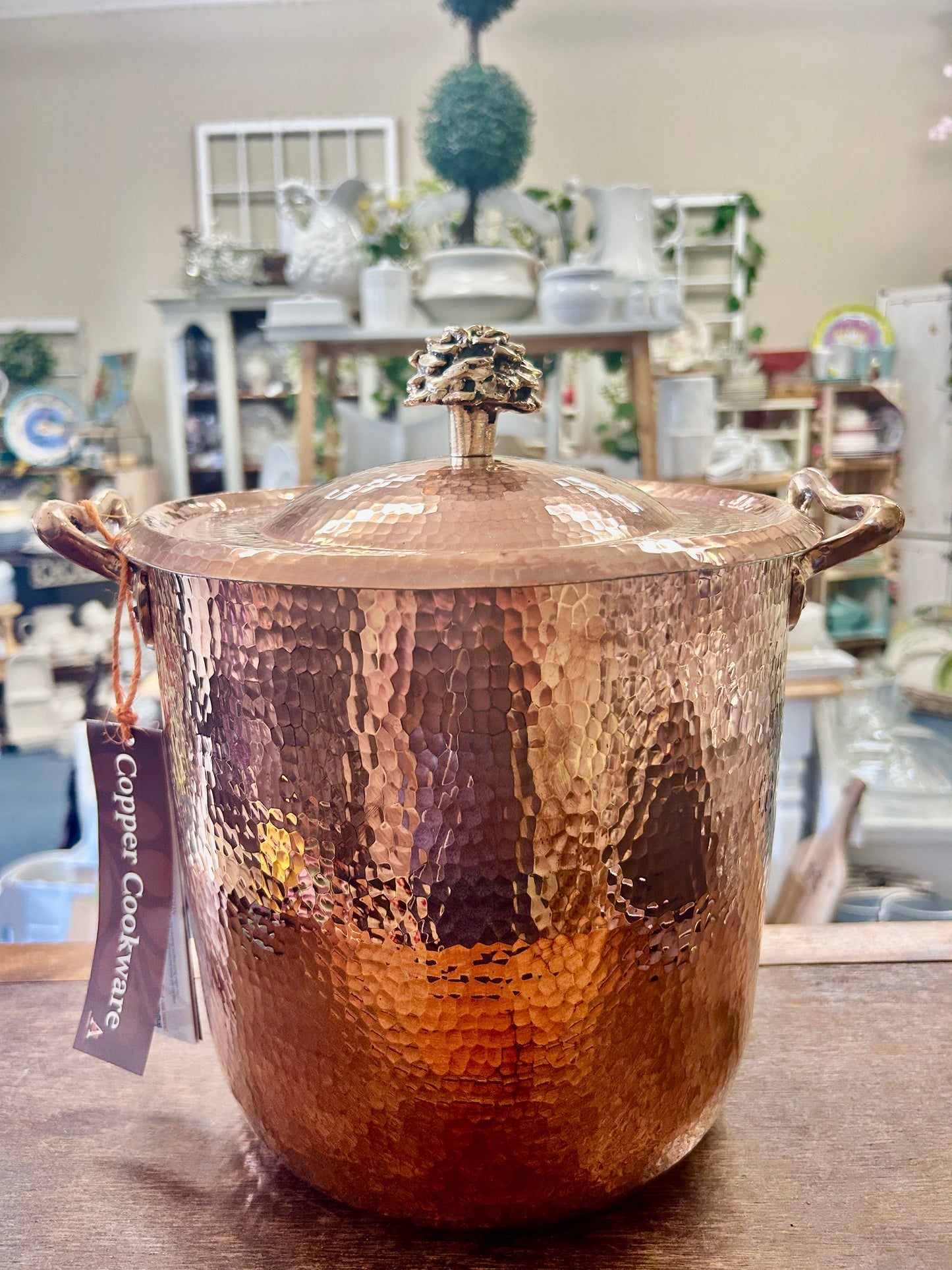 Copper Amoretti Brothers Copper 10qt Stockpot w/ Flower Lid, 10 QT
