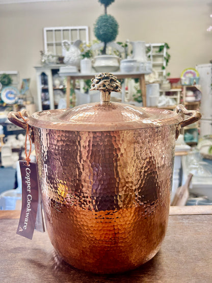 Copper Amoretti Brothers Copper 10qt Stockpot w/ Flower Lid, 10 QT
