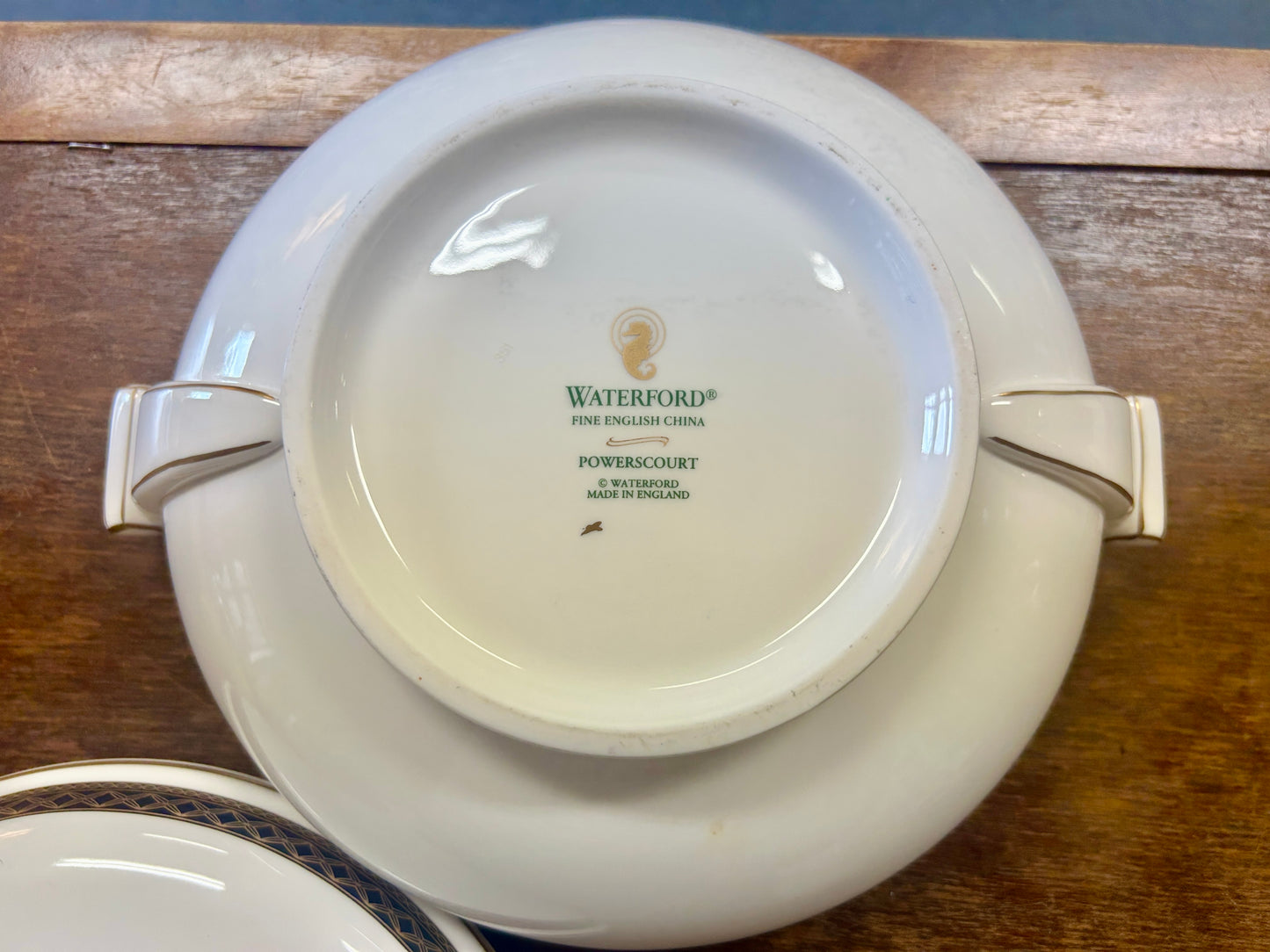 Blue & White WATERFORD Powerscourt Covered Casserole, 9"