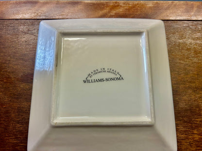 Green & Cream Williams Sonoma Leaf Square Bowl Italy, 8"