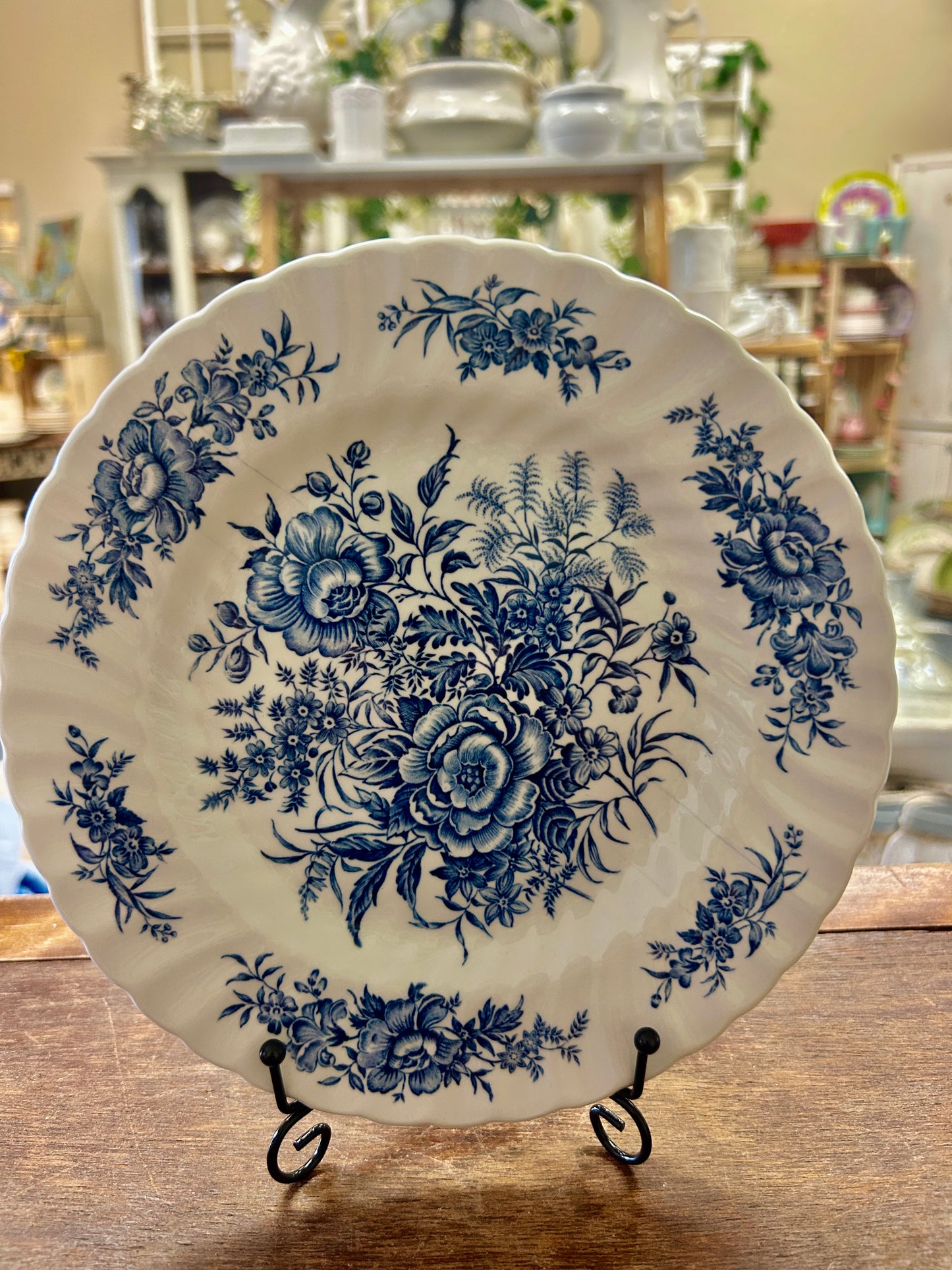 Blue & White British Anchor Beacon Hill Plate England, 8"