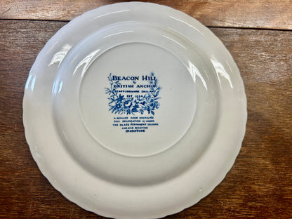 Blue & White British Anchor Beacon Hill Plate England, 8"