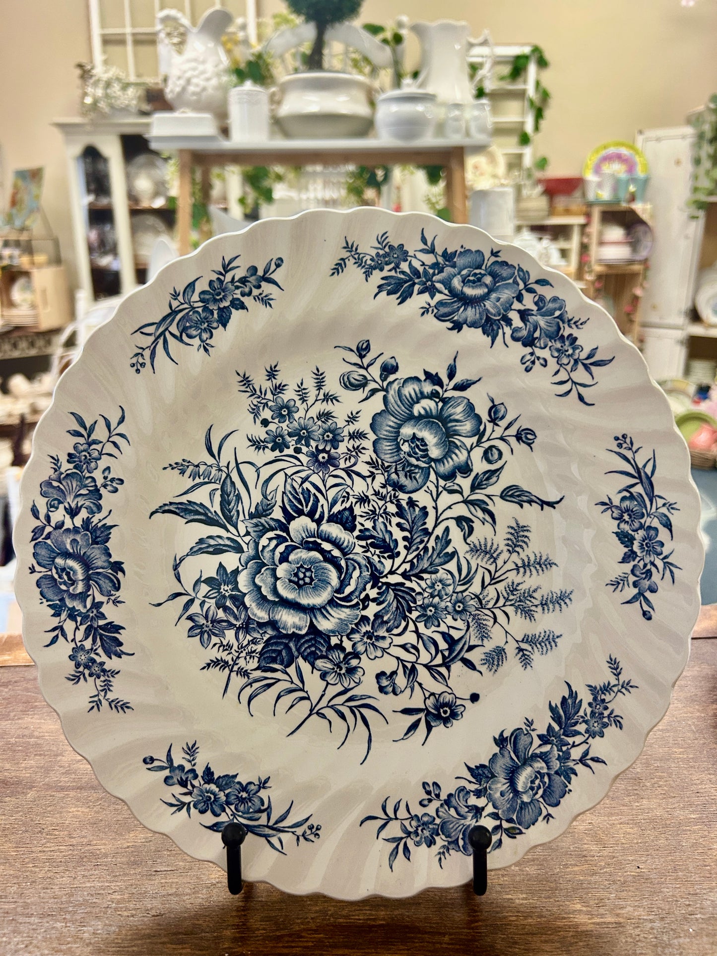 Blue & White British Anchor Beacon Hill Plate England, 10"