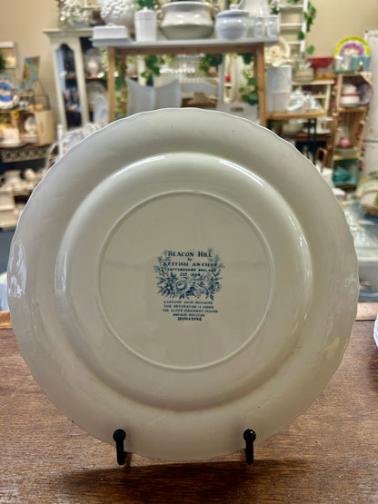Blue & White British Anchor Beacon Hill Plate England, 10"