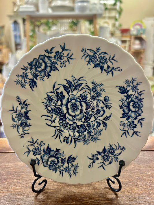 Blue & White British Anchor Beacon Hill Saucer England, 5 3/4"