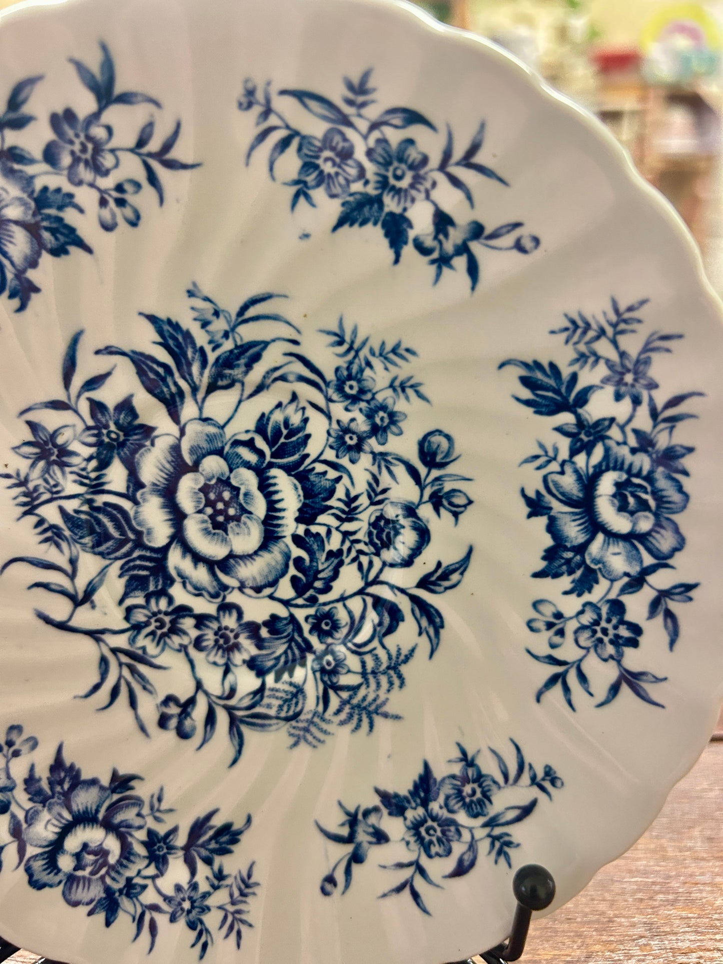 Blue & White British Anchor Beacon Hill Saucer England, 5 3/4"