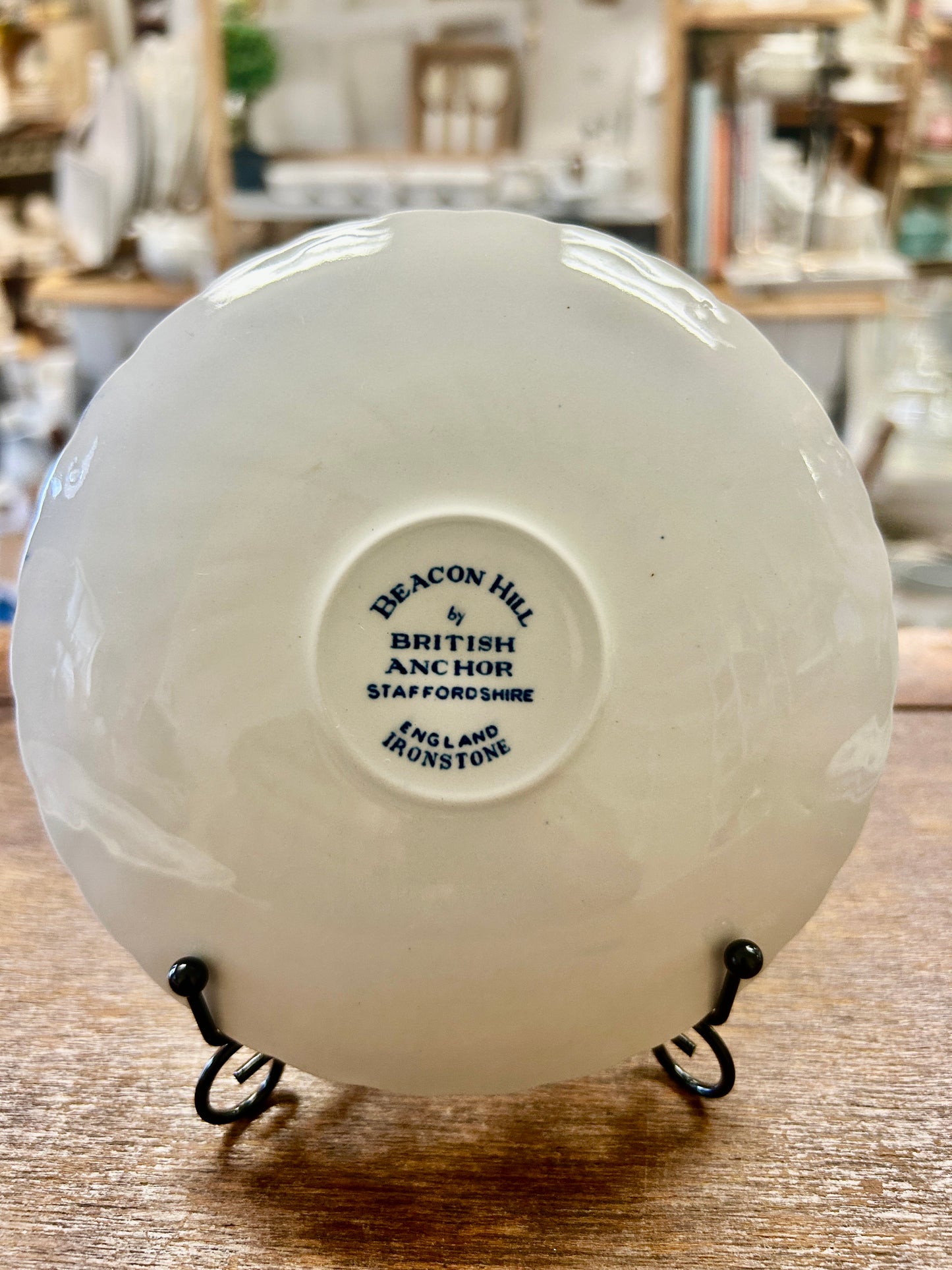 Blue & White British Anchor Beacon Hill Saucer England, 5 3/4"