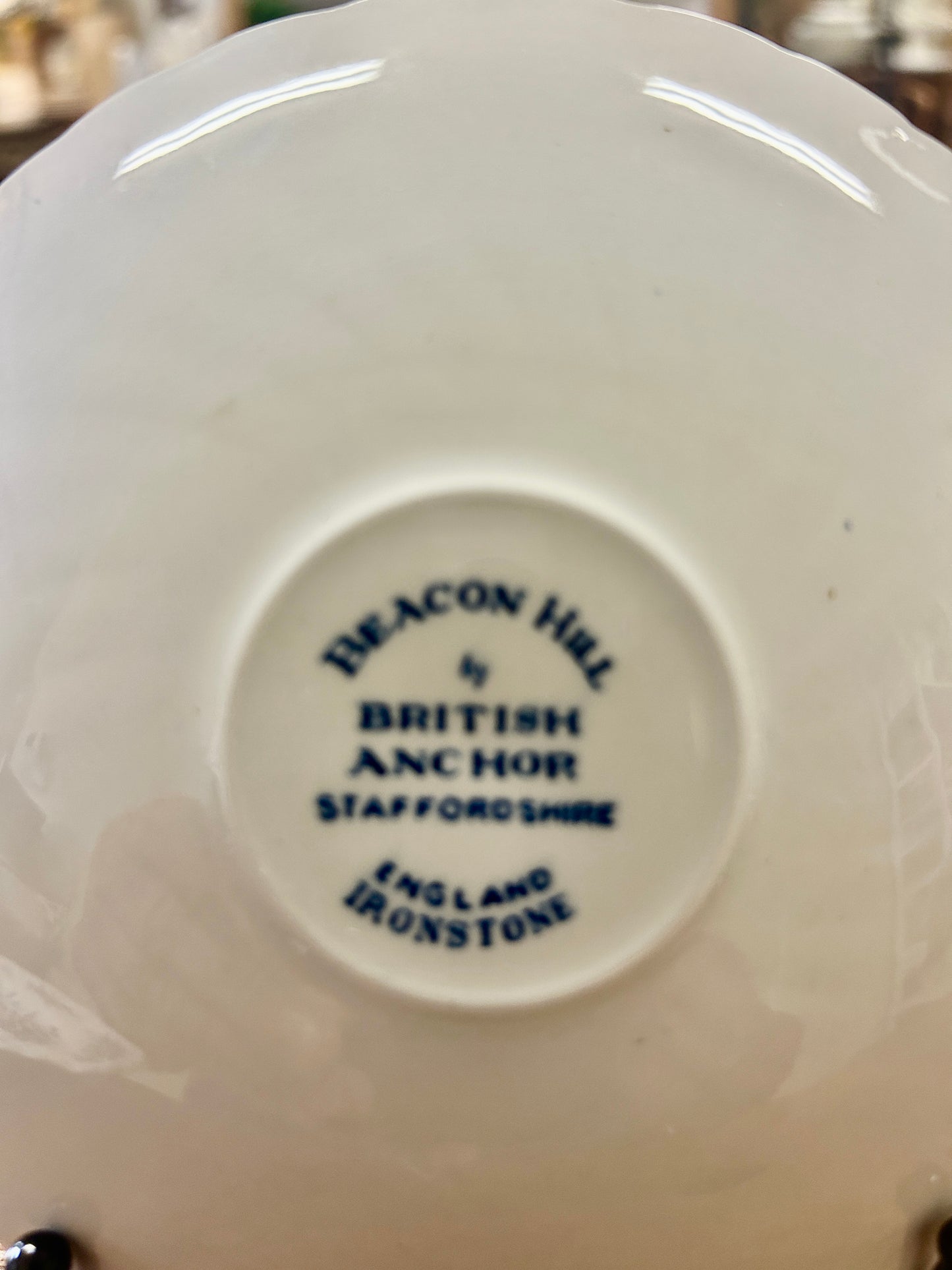 Blue & White British Anchor Beacon Hill Saucer England, 5 3/4"