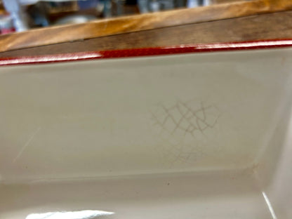 Close-up of white ceramic interior with subtle etched lines