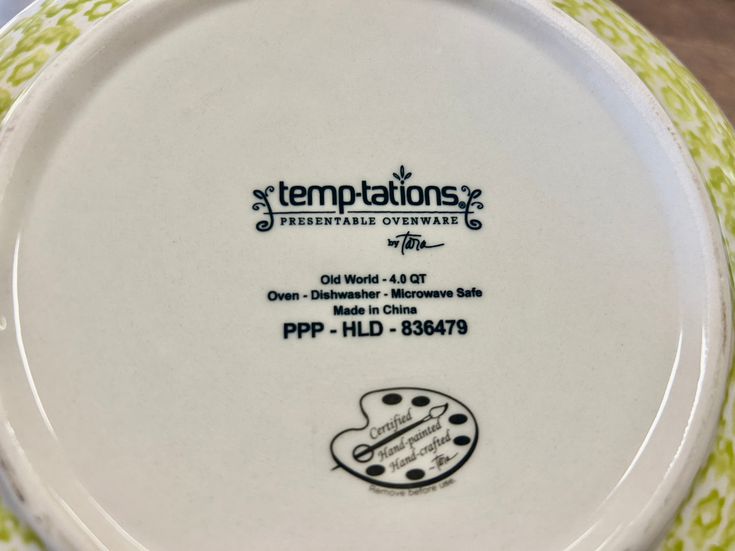 Green Temptations Old World 4 QT Bowl & Lid, 4 QT