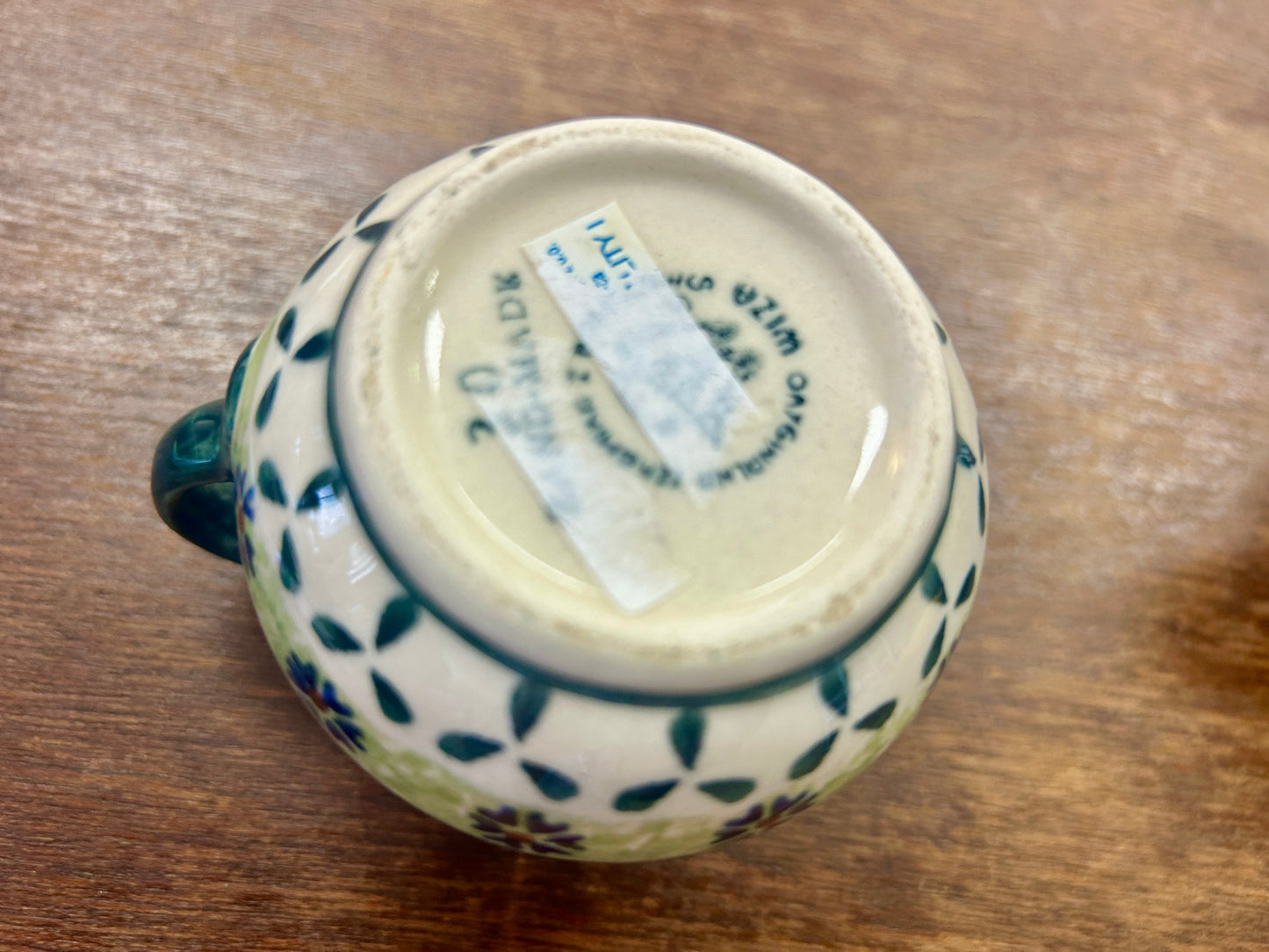 Multicolor Boleslawiec Green Daisy Sugar & Creamer, 3 1/4"
